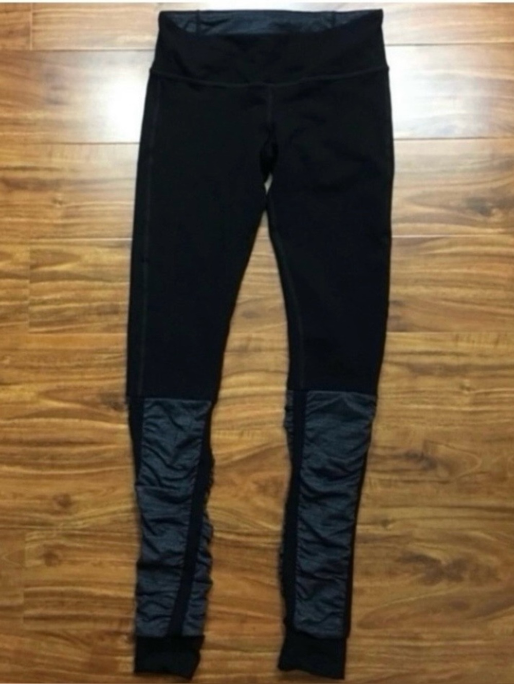 Anthropologie Pure Good Women Black Gray Lowrise Scrunch Legging Size Small Yoga